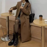 Длинное черное демисезонное шерстяное пальто, куртка, подходит для подростков, изысканный стиль