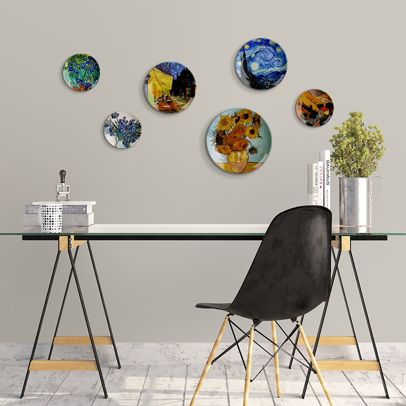 10-inch Van Gogh oil painting Decorative Plate Eu Style Living Room Dining Room Restaurant Background Wall Wall Decorated Hanging Disc disc Disc Pendulum-Taobao