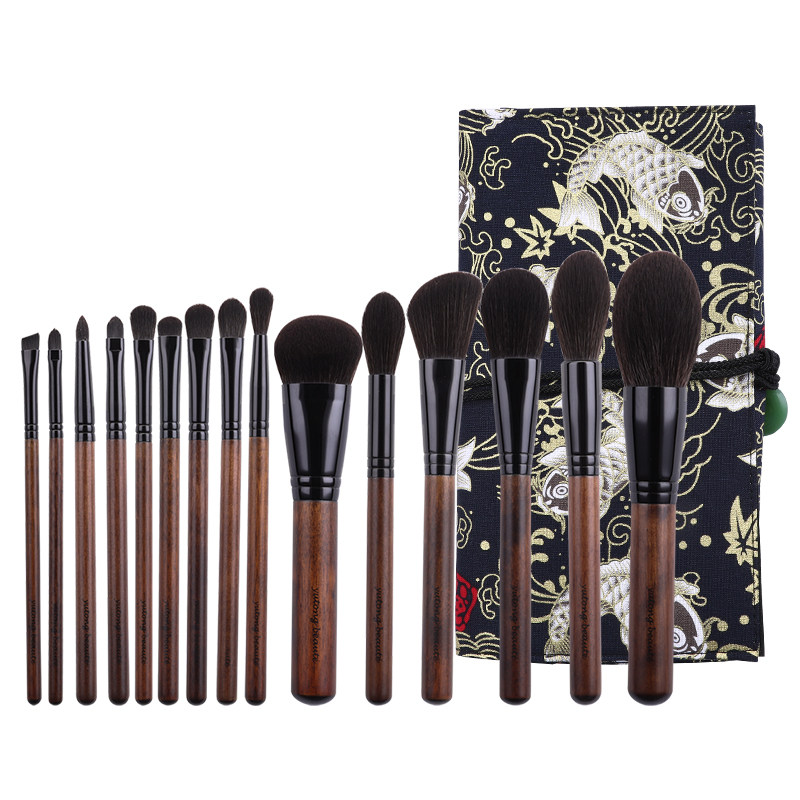 (tea mirror 15 fiber hair makeup cover brush) bulk powder brushed blush brush eye shadow and rain-and-wear makeup brush