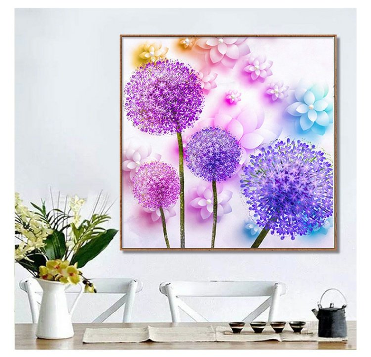 Nhỏ thêu cross stitch 2019 phòng khách mới đầy gạch kim cương hình bồ công anh 5D hiển thị một điểm kim cương dán bức tranh nhẹ - Công cụ & phụ kiện Cross-stitch tranh thêu chữ thập hoa hướng dương