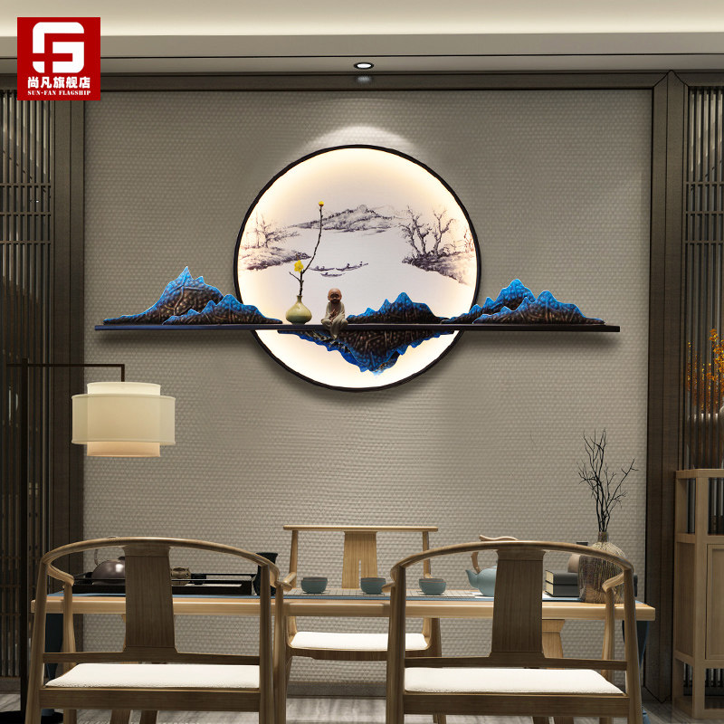 New Chinese living room background wall decoration wall wall hanging creative light luxury wall pendant Zen decoration restaurant wall decoration