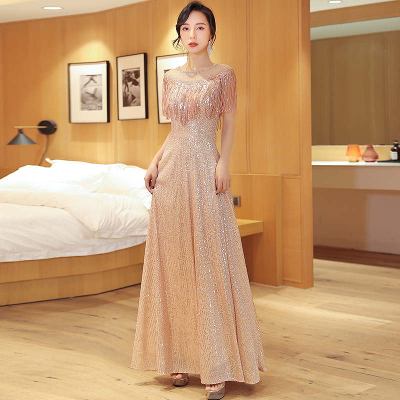 Annual Party Evening Dress 2023 New Style Elegant Slim-Fit Chorus Performance Dress with Sequins for Hostess Women's Dress Annual Party Evening Dress 2023 New Style Elegant Slim-Fit Chorus Performance Dress with Sequins for Hostess Women's Dress