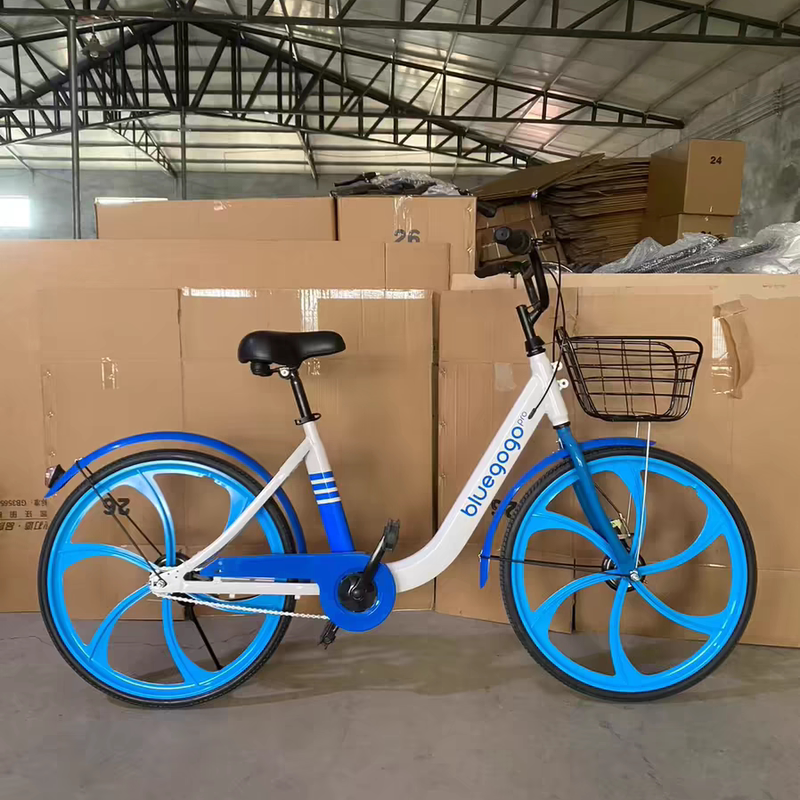 In Stock, Small Blue Bike, Shared Bicycle, 26inch Solid Tires, for Adults, Men and Women, College Students, Ultra-Lightweight, No Need for Inflation, Aluminum Alloy