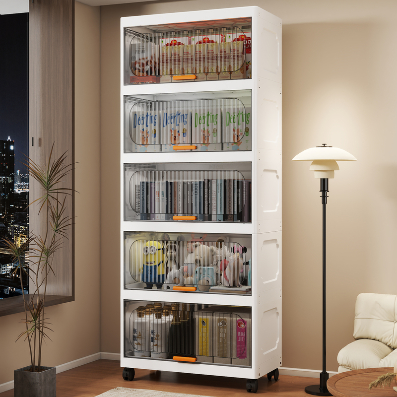 Transparent Flip-Top Storage Cabinet Kitchen Gap Storage Rack Bathroom Multi-Layer Storage Cabinet Household Classification Snack Cabinet