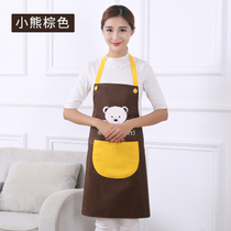 Korean fashion couple cute bear cartoon Apron Cafe men and women home cleaning kitchen waterproof and oil-proof