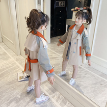 Girl coat autumn 2021 New style fashionable girl spring and autumn children long autumn windbreaker