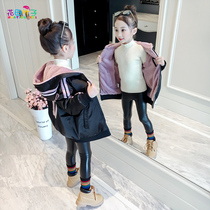 Girls coat autumn clothing 2021 new foreign style girls autumn winter clothing children thick and velvet coat