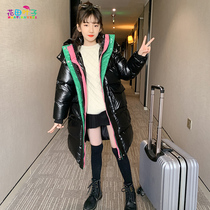 Girls cotton-padded clothes 2021 new childrens coat autumn and winter thickened bright face winter clothes big childrens down padded jacket