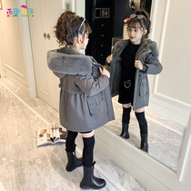 Girls Down Jacket Plus Velvet Mid-Long 2021 Western Air Autumn and Winter Women Parker Clothes Back Season Thickened Coats