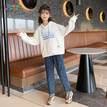 Girls Sweats Spring and Autumn 2021 New style Red Childrens Autumn Hoodie Girls Autumn Clothes Top