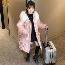 Girls cotton coat autumn and winter 2020 new childrens long thick bright winter clothes