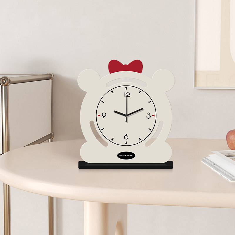 2026 New Cartoon Animal-Shaped Desk Clock, White Bear Clock, High-Value Student Desktop Clock, Table Clock