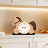Cute Pony-Shaped Desk Clock Wooden Tabletop Clock Creative Ornament Decorative Pendulum Clock 2026 New Model Table Clock