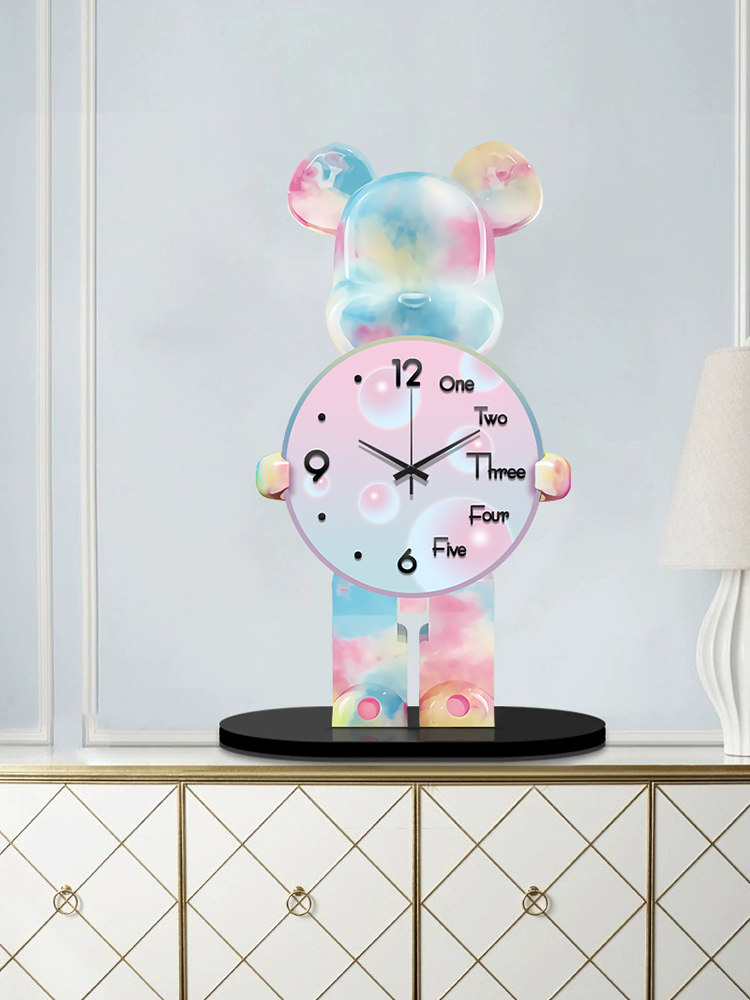 Violent Bear High-End Desk Clock, Table Clock, Desktop Clock for Living Room, Home Use, Decorative Clock, Pendulum Clock, Ornament