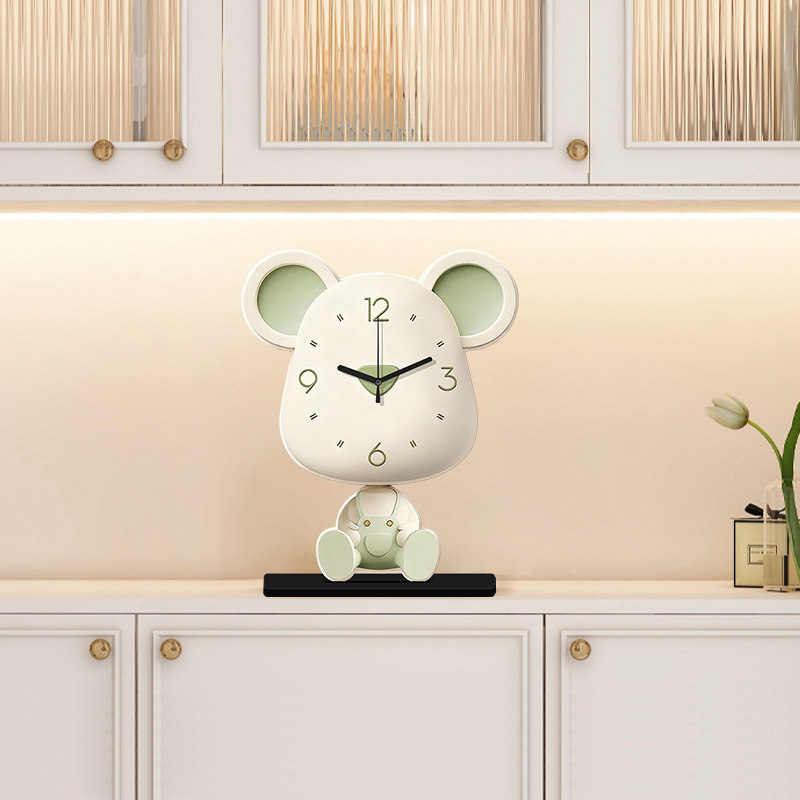 Cute Cartoon Bear Desk Clock, Creative Ornament, Home Decoration Clock, 2026 New Model Table Clock Pendulum Clock