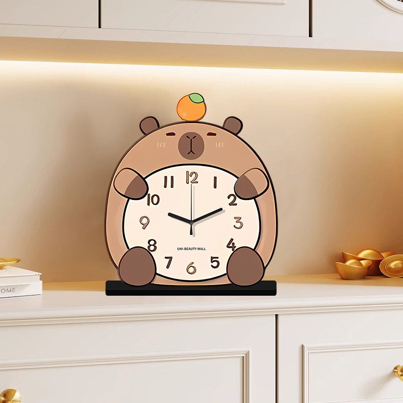2025 New Capybara Desk Clock Living Room Clock Creative Clock Desktop Clock Home Light Luxury High-End Clock