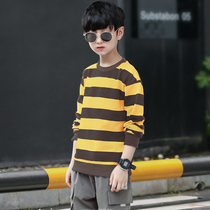 Boys sweatshirt 2021 spring new striped base shirt big child foreign style round neck top childrens casual fashion item