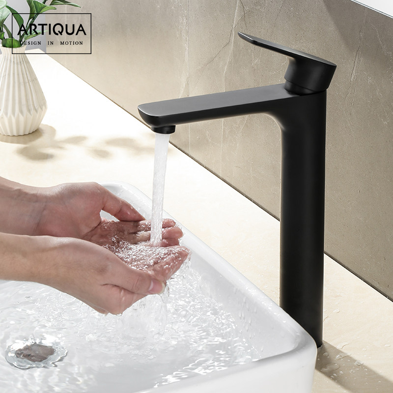 German ARTIQUA full copper basin faucet hot and cold washbasin faucet heightened table basin faucet matte black