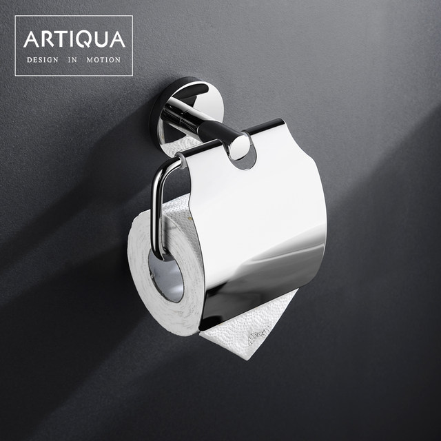 Artiqua Tissue Holder Toilet Paper Holder with Cover Roll Paper Dispenser 304 Stainless Steel Glossy Bathroom Accessory Waterproof and Rust-Proof