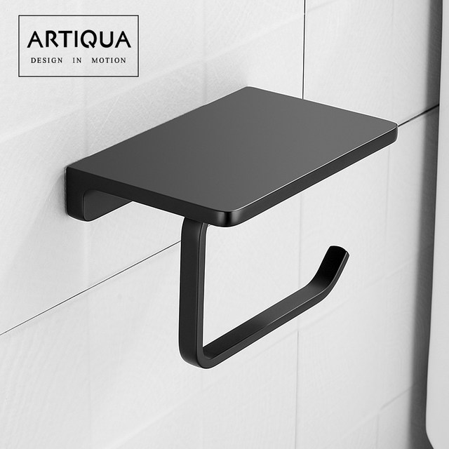 Artiqua All-Copper Toilet Paper Towel Holder Roll Toilet Bathroom Storage Rack Scandinavian Black