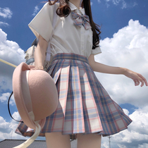 Empty Chinchilla pills(blueberry smoothie)jk original genuine grid skirt uniform skirt Silver line pleated short skirt spot drop