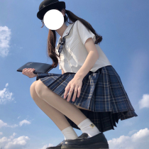 Empty Chinchilla Maru (Blue Ocean)original silver line jk grid skirt suit genuine Japanese college style school supply pleated skirt