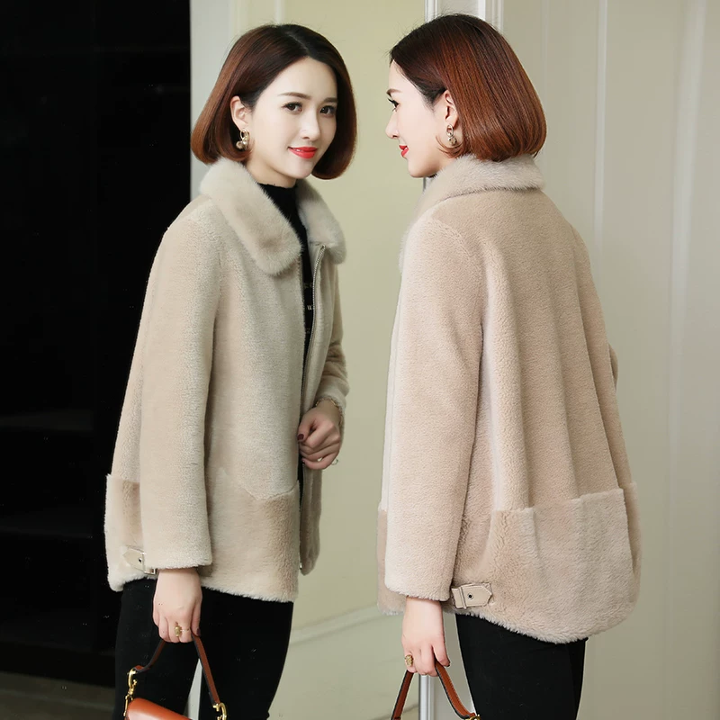 Заячья овечья ножницы coat женский короткий водяной норковая шерсть мех шерсть 2020 новая шерсть мех куртка D374