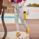 Tide, осенние джинсы, приталенные штаны, свободный прямой крой, в корейском стиле, высокая талия