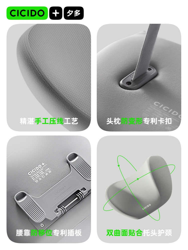 Cicido Xiduo Car Headrest Neck Pillow In-Car Cushion Tesla Headrest Car Seat Lumbar Support