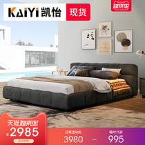 Nordic fabric bed Master bedroom Modern light luxury princess wedding 2 meters double bed Tatami ins bedroom net red bed