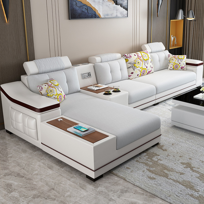 Fabric sofa Modern minimalist washout tech cloth Latex Living Room Combo size A Nordic style Nordic furniture suit