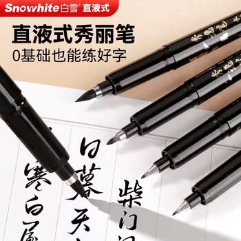 Xue Bai Xiuli Soft-Tipped Calligraphy Pen, Special Straight Liquid-Type Soft Pen with Built-In Nib, Suitable for Wedding Invitations, Celebrations, Modern Calligraphy, Signature Pen, Painting, Small Regular Script Pm30