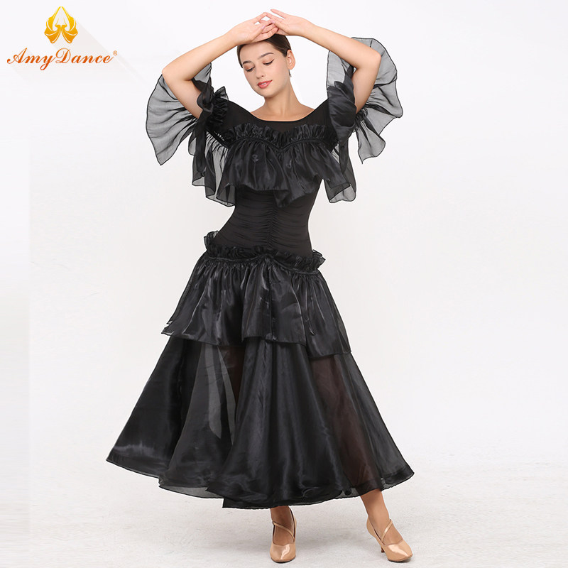 Ai Beauty Dance Suit Waltz Dance Suit Trumpeter Sleevy Body Morden Dance Dress Practice Skirt Fluffy Skirt