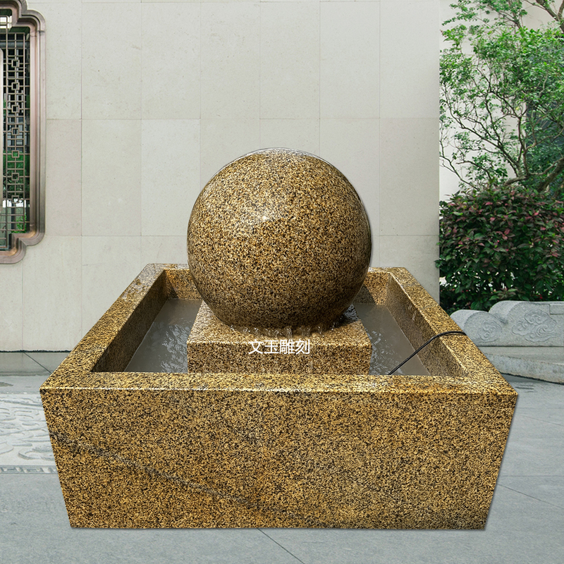 Stone Sculpture Fountain Feng Shui Ball Circulating Water Granite Golden Marble Hotel Lobby Courtyard Landscape Flowing Water Ornament Stone Sculpture Fountain Feng Shui Ball Circulating Water Granite Golden Marble Hotel Lobby Courtyard Landscape Flowing Water Ornament