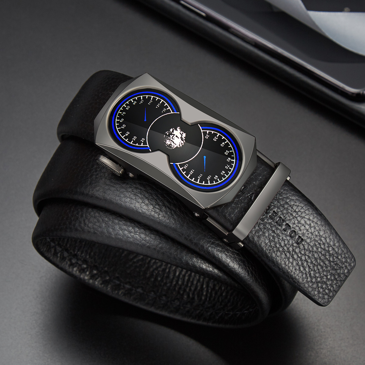 Old man's head men's leather belt 2022 new head layer cowhide youth black high-grade automatic buckle soft leather belt