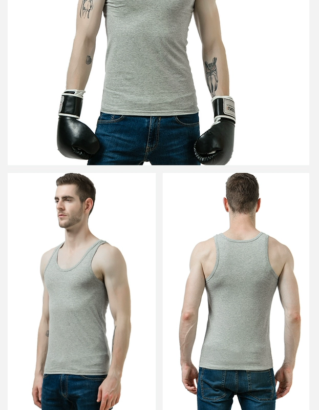 Langsha vest nam cotton Slim thanh niên thoáng khí chạm đáy cotton thể thao I-word trắng vượt rào áo khoác nam mùa hè