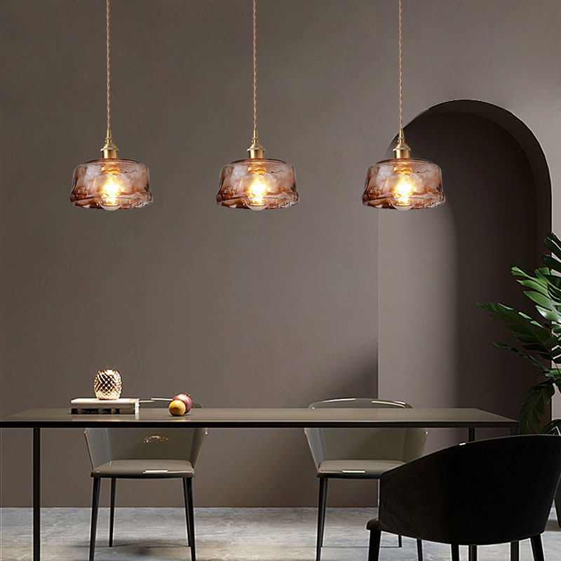 Nordic brass retro brown glass chandelier homestay bar dining room bedside lamp creative personality cafe lamps