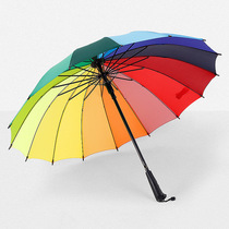 New 16K Korean creative rainbow barometer long handle automatic straight rod UV umbrella advertising umbrella