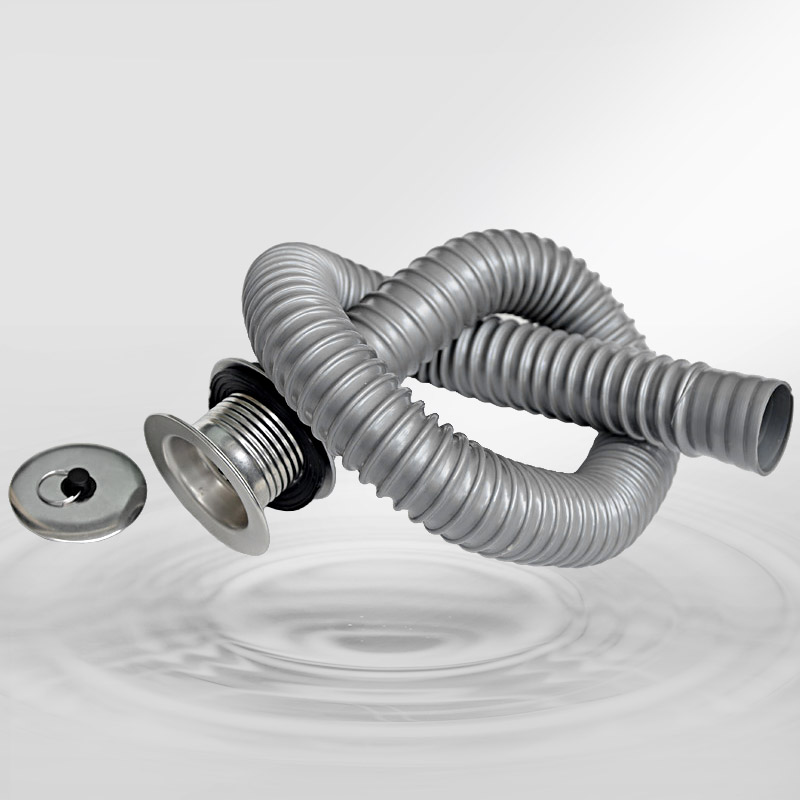 The mop pool sewer set P6 stainless steel sewer thickens PVC sewer hose to bend drainage pipe
