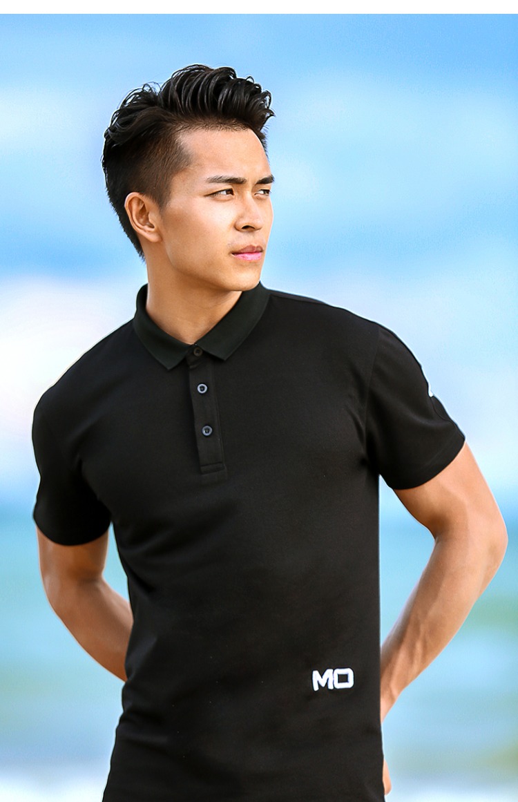 Ink polo áo sơ mi nam tay ngắn màu đen thủy triều thường tự tu mùa hè thanh niên lỏng lẻo nam Paul áo thun nam áo phông nam có cổ