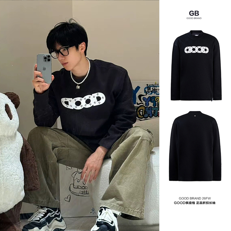 【Counter 70% off】Gb-Goodbrand Checkerboard Pattern Rhinestone Long-Sleeve Sweatshirt for Men and Women, High-End Style, Autumn and Winter Top
