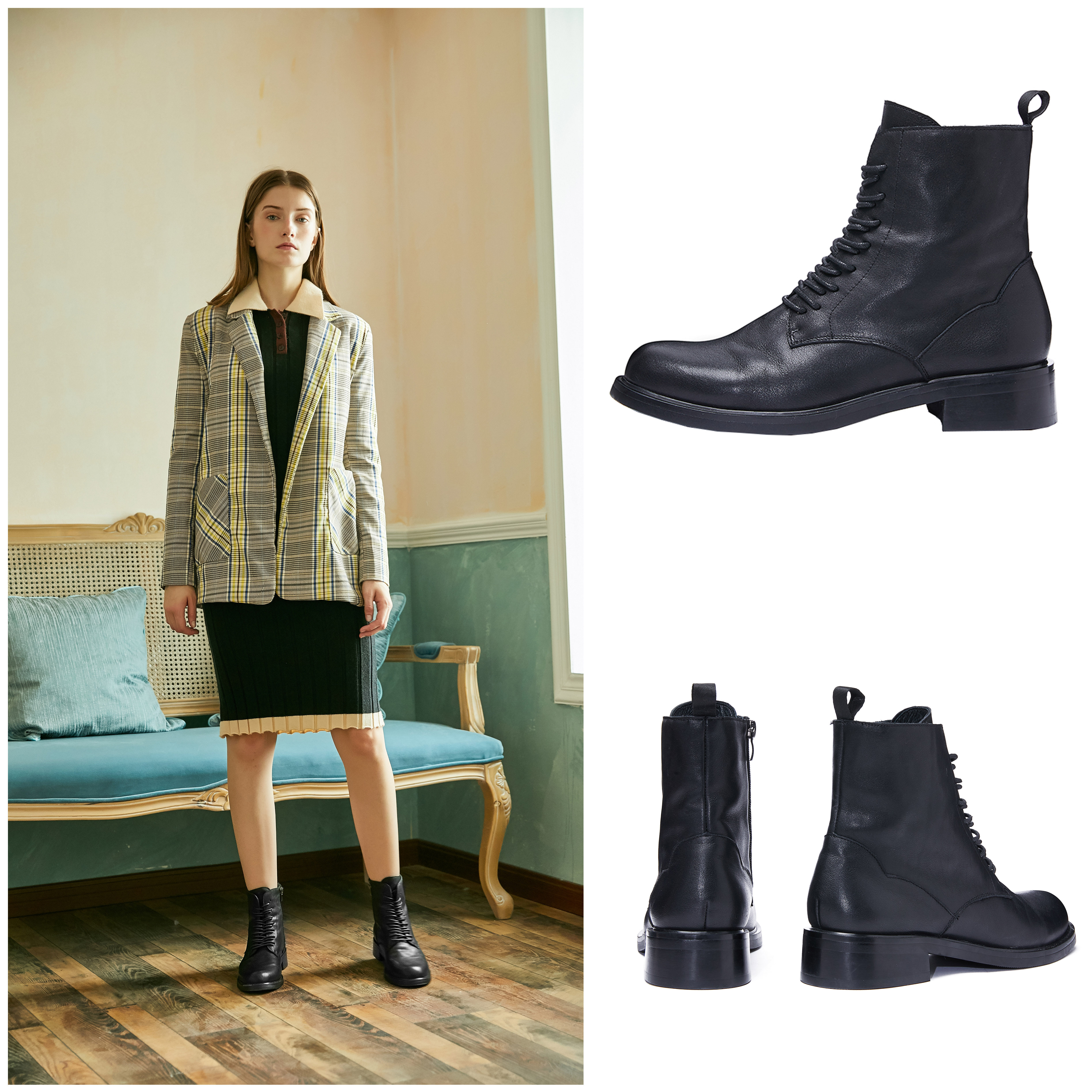 Clearance 50% off 188 yuan black Martin boots women's leather all-match 14 holes handsome motorcycle boots women's short boots