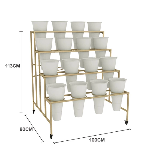 Большой цветочный магазин, многослойный универсальный пластиковый стенд, поворотные колеса