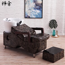 кушетка для spa-процедур 厂家直销理发店美发店用冲水洗头床半躺式大陶瓷盆带脚踏洗头床