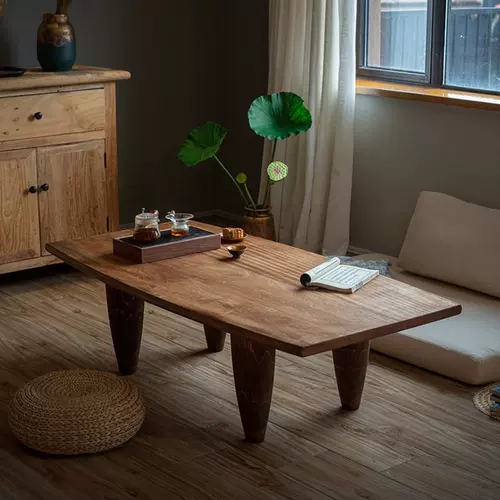 Журнальный столик в японском стиле ретро, угловой столик для гостиной, дома, маленький столик из цельного дерева, простой столик для сидения в спальне, небольшой низкий столик ваби-саби