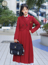 Original orthodox extended milk skirt Robin autumn and winter JK uniform skirt box pleated student dress dark red
