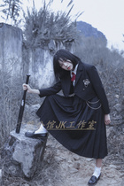 Bear Mansion JK uniform milk dress big set of Orthodox autumn and winter extended skirt 90 long black vest dress
