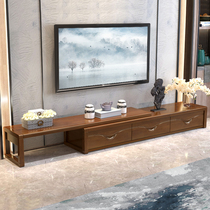 New Chinese solid wood TV cabinet combination Modern simple small apartment telescopic living room set floor cabinet furniture