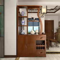 Modern new Chinese style Solid wood room hall cabinet Double-sided dining room Living room partition screen Entrance entrance hall storage wine cabinet