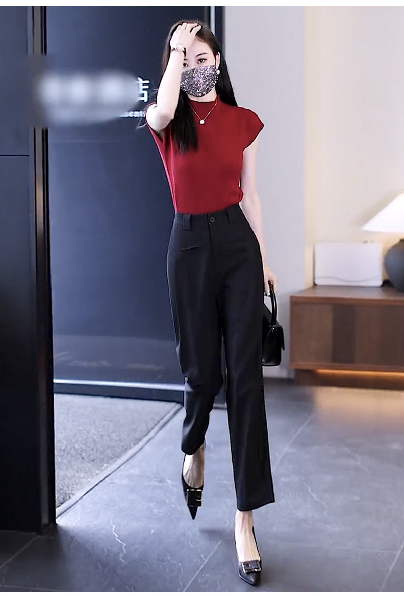 裤子女夏薄款2024新款九分哈伦裤女裤垂坠好看的西装裤休闲镰刀裤详情12